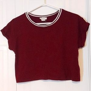 Crop top with sports stripe neckline